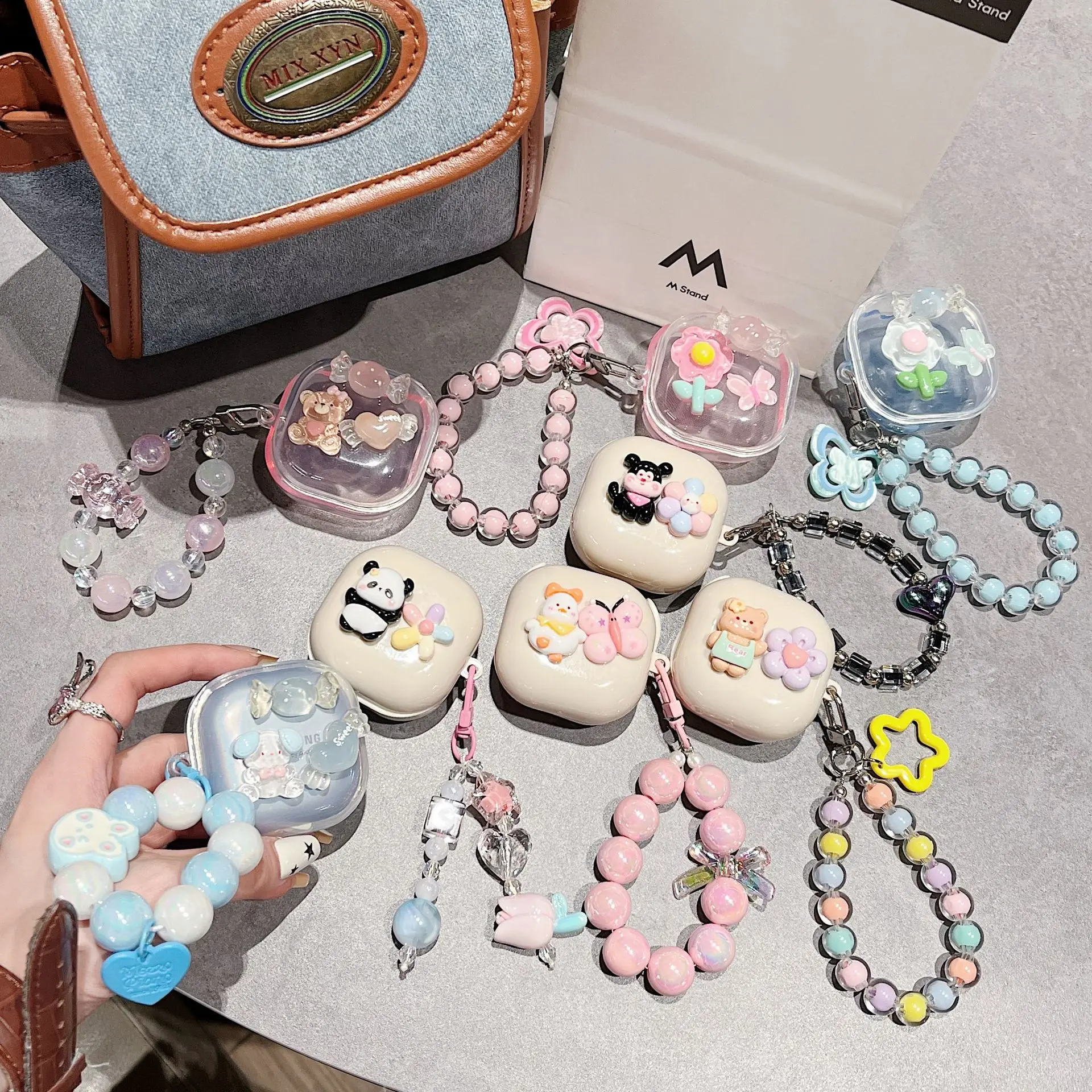 

For Samsung Galaxy Buds 2 Pro/FE/2/Live/Pro Cover Cute 3D Flower Candy Clear Headphones Soft Case Full Body Protective Shell