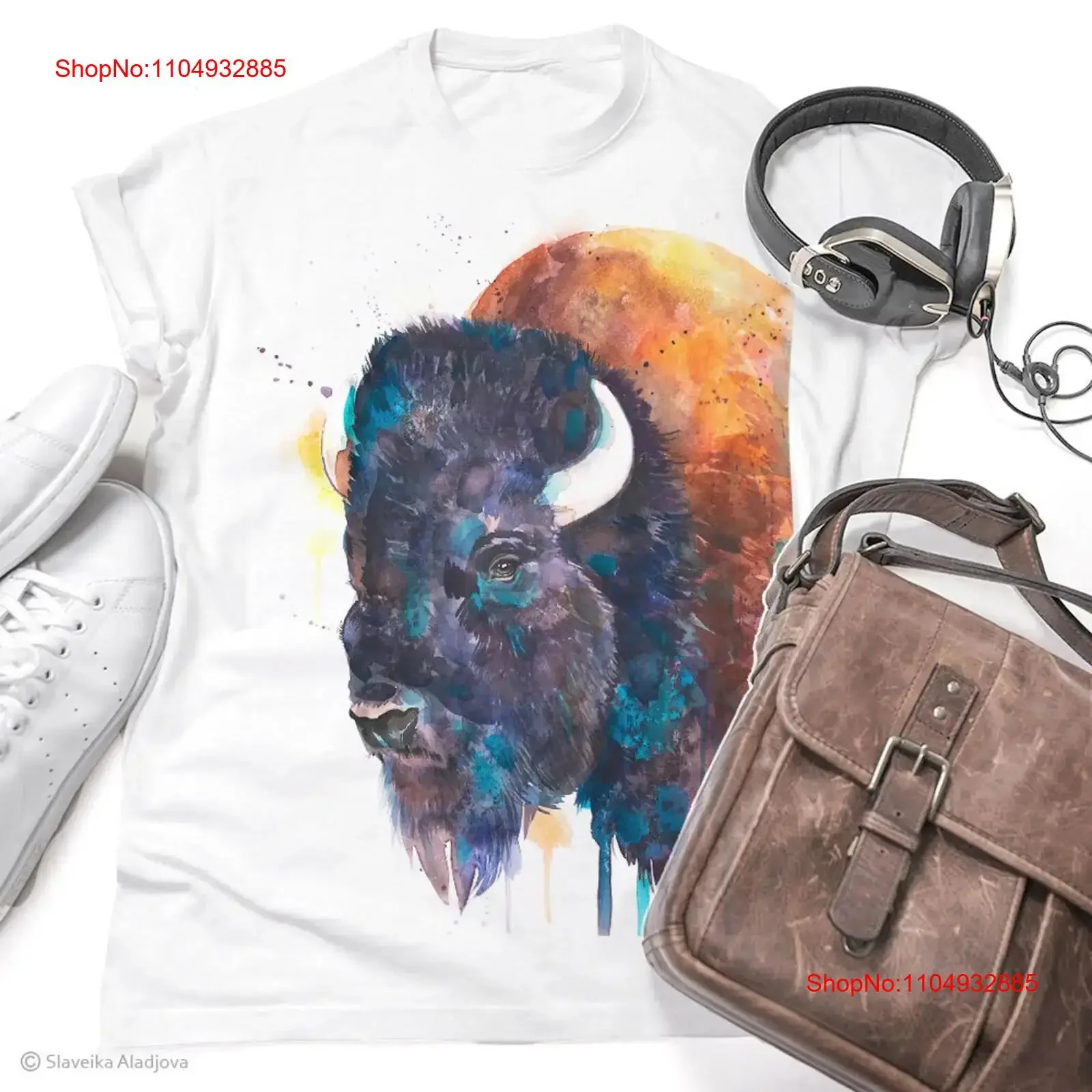 

American Bison T Shirt White for Lovers Cotton vintage Washed Breathable Stylish fashion Casual Soft Top For Everyday Wear