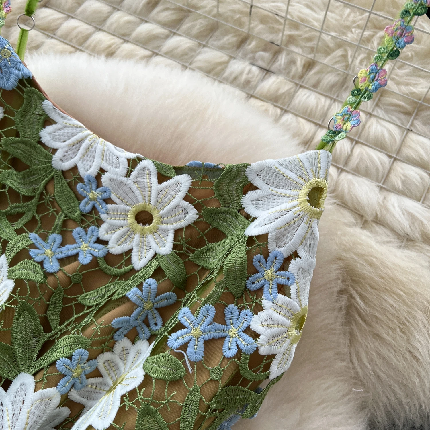 Chic vintage Sexy sleeveless lace mesh off shoulder Elegant Fairy korean fashion Boho Sundress women clothing