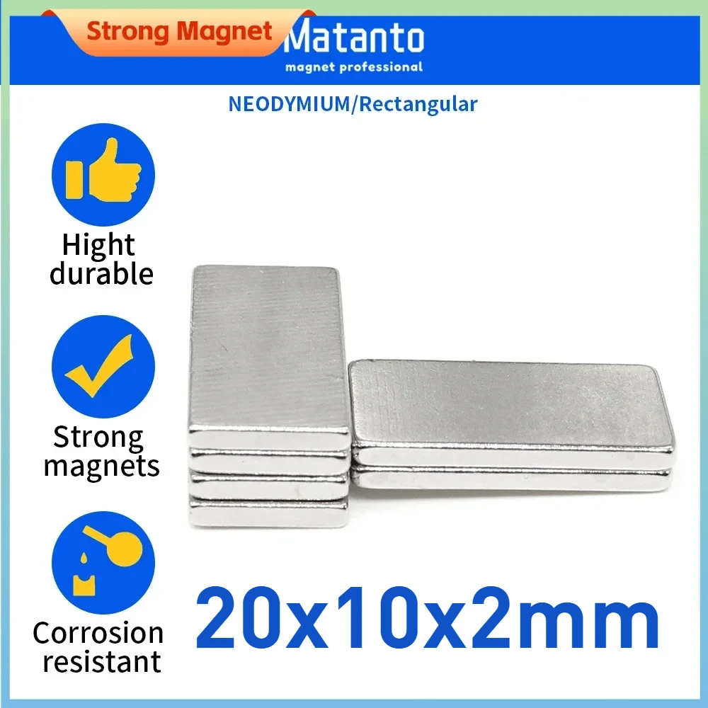 5/10/20/50/100/150PCS 20x10x2 Block Search Magnet N35 Rectangular Strong Powerful Magnets 20x10x2mm Neodymium Magnet 20*10*2