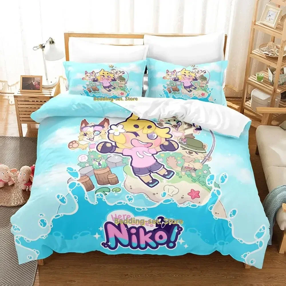 

Here Comes Niko! Bedding Set Single Twin Full Queen King Size Bed Set Adult Kid Bedroom Duvetcover Sets Anime parure de lit Bed