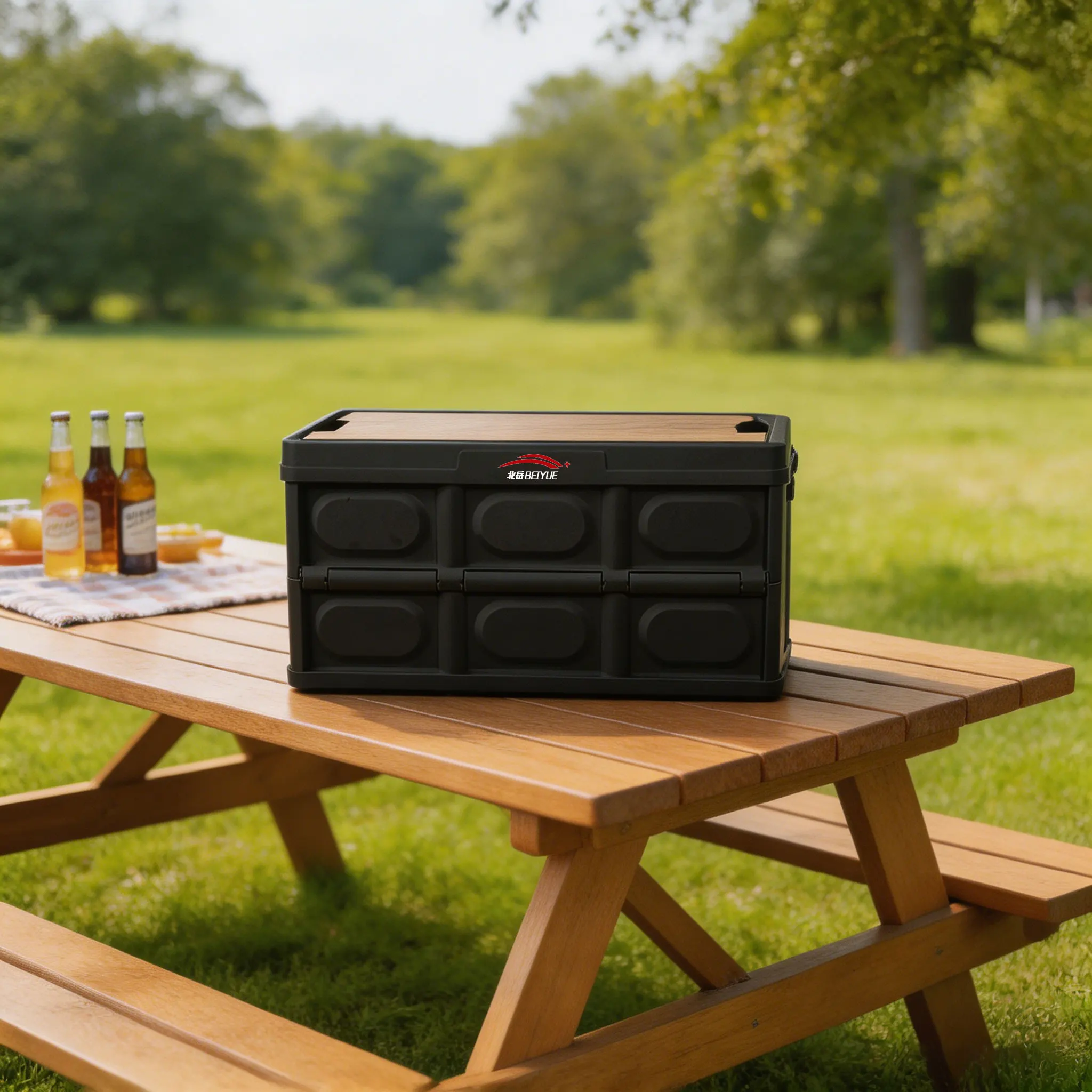 

Складной ящик для хранения Beiyue 42x28.5x23см для улицы, автомобиля, пикника, кемпинга, портативный столик, органайзер для снаряжения