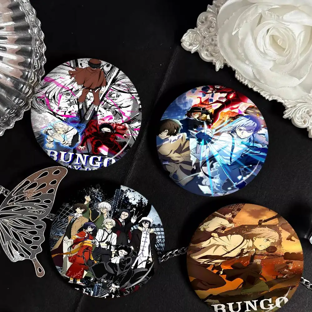 B-Bungo S-Stray D-Dogs Round Button Pins Slogan Creative Brooches Backpack Clothes Decoration Fashion Cartoon Jewelry Gifts
