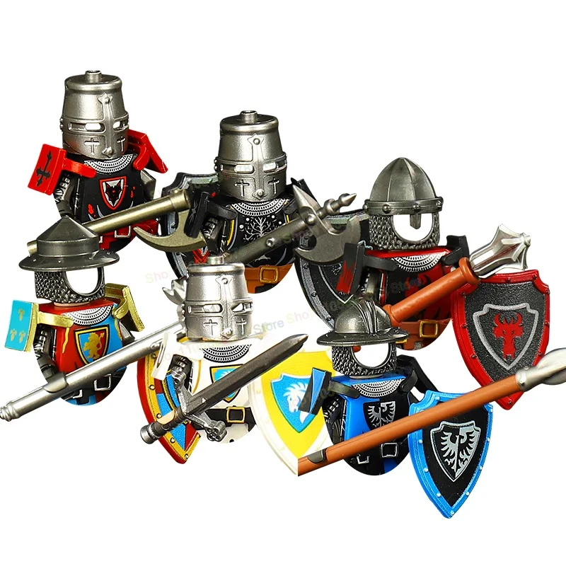 ST3631-ST3836 Medieval Knights Bat Knights Axe Shields Helmet Action Figure Accessories Bricks Originality Toys For Kids Gifts