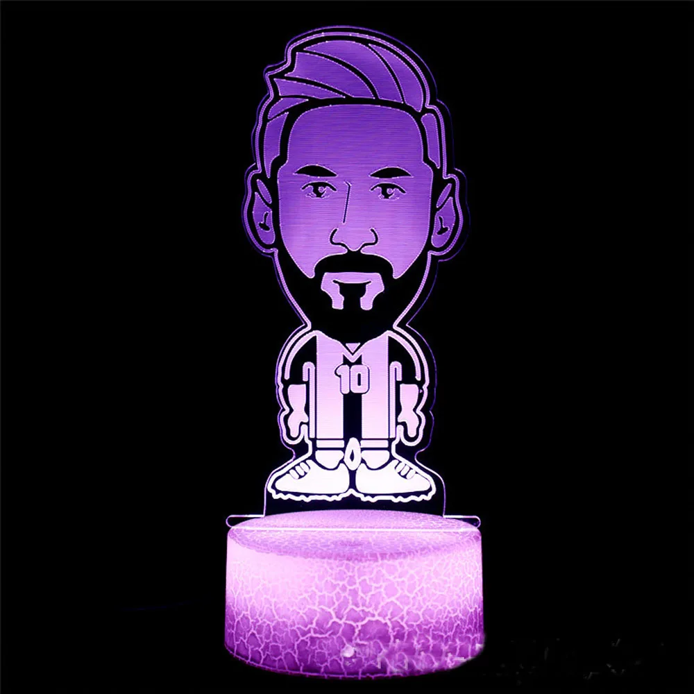 3D Illusion Night Light Messi 7 Color/16 Color Gradient Touch Switch LED Night Light Table Lamp (Crackle White)