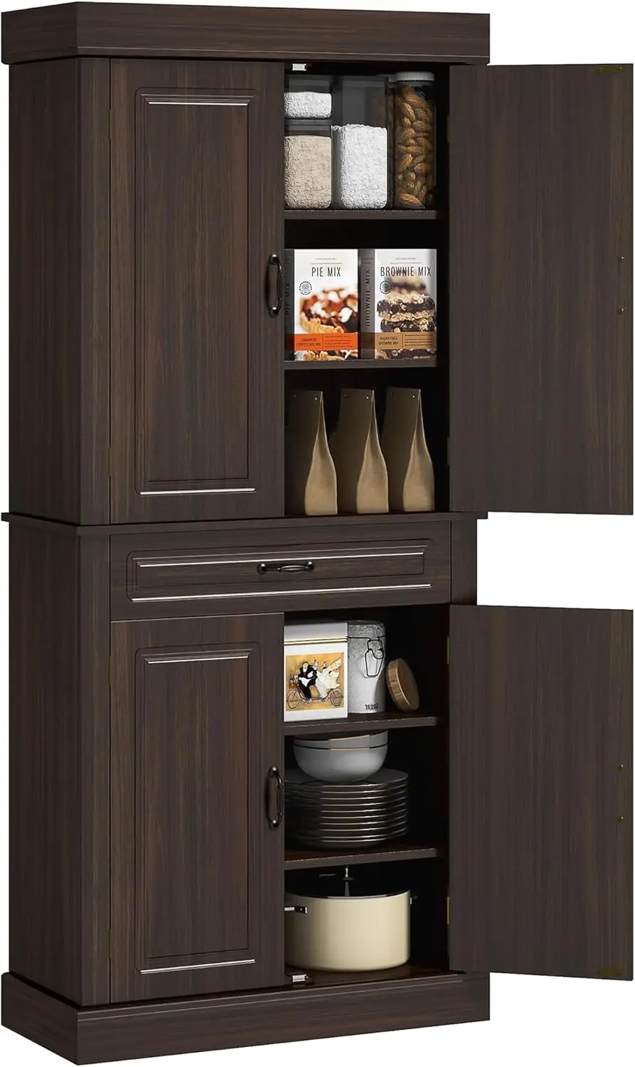 Armoire de cuisine autoportante, armoire de rangement grande avec 4 portes et MELfor salle à manger, café