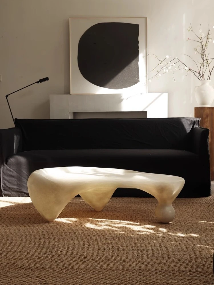

Lily white, snail coffee table, living room wabi-sabi wind art sculpture display designer special-shaped coffee table fiberglass