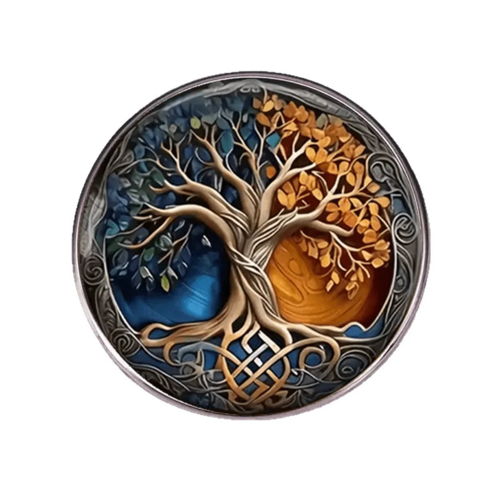 Mysterious Tree of Life Dropping Glue Printing Brooch Celtic Knot Totem Flat Brooch Decorative Accessories for Suit Coat Pins