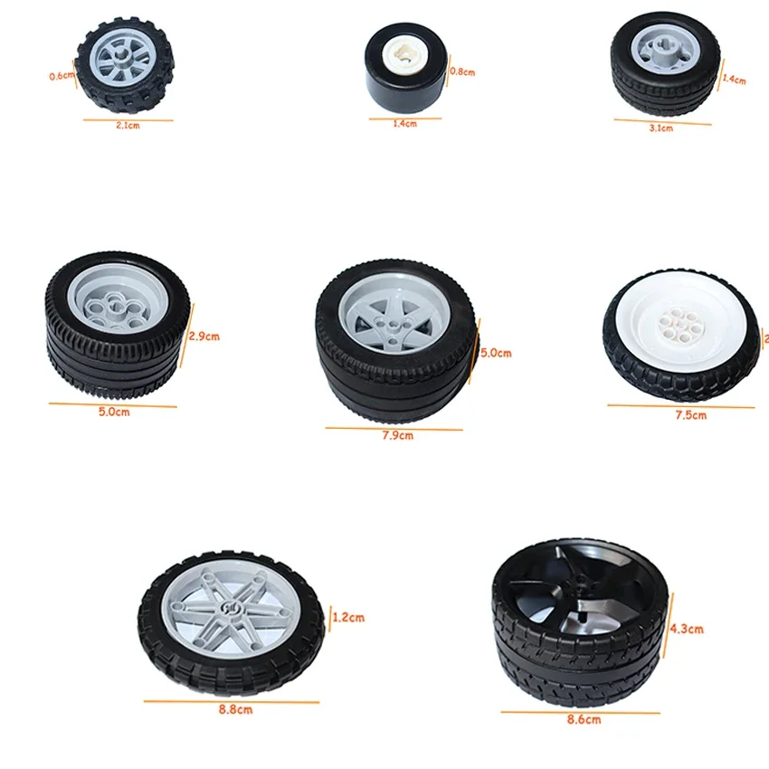 Juego de orificios cruzados para rueda de neumático, cubo de ruedas para camión y coche, ladrillos técnicos MOC, bloques de construcción de llanta y neumático de motocicleta 2903 2902