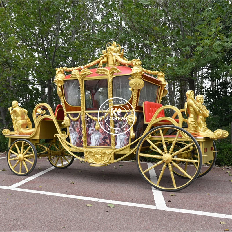 

Настраиваемая королевская карета, нарисованная лошадь, европейский роскошный внешний вид, рама ручной работы, королевская карета для туристической выставки