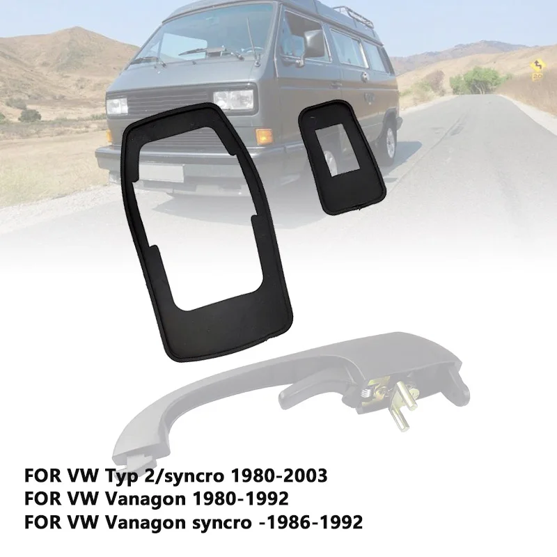 FOR VW Type 2 / Syncro Vanagon Syncro Front exterior door handle repair kit with key lock cylinder, rubber pad 251837205