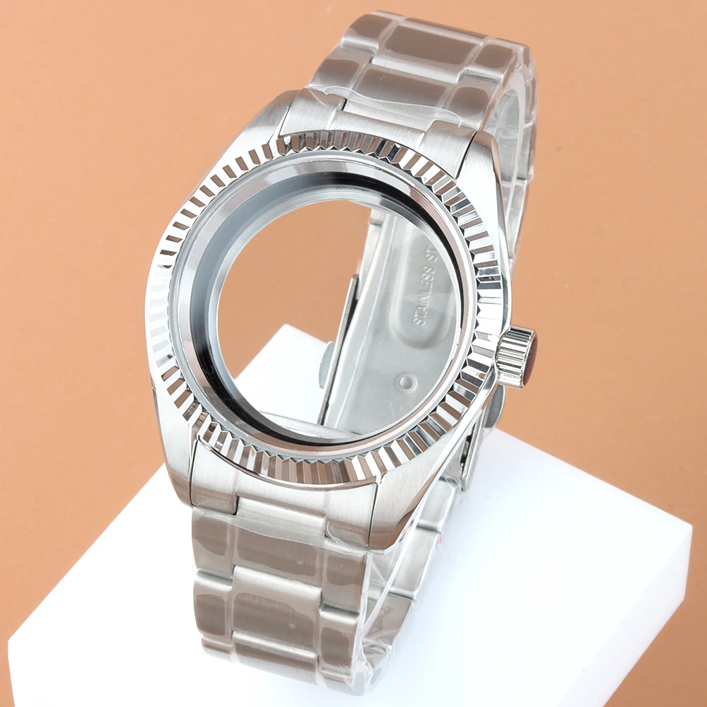 

38mm Fit Seamaster Watch Case Brushed Oyster Bracelet 10ATM Waterproof For Seiko NH35 NH36 4R 7S Movement 31mm dial 316L Steel