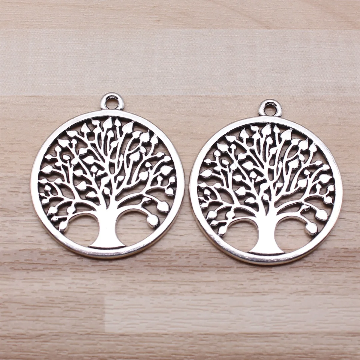 IFOCUS 2pcs/Lot New Round Tree Of Life Charms For DIY Jewelry Making Zinc Alloy 38x34mm/1.5x1.34inch