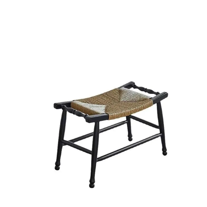 Used Durable Wood Modern Small Square Dining Chair Shoe Stool Black Bedside Stool for Home Office Hotel Porch