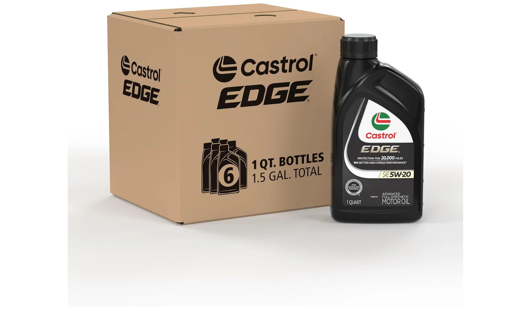 Castrol Edge 5W-20 Advanced Full Synthetic Motor Oil, 1 Quart, Pack of 6