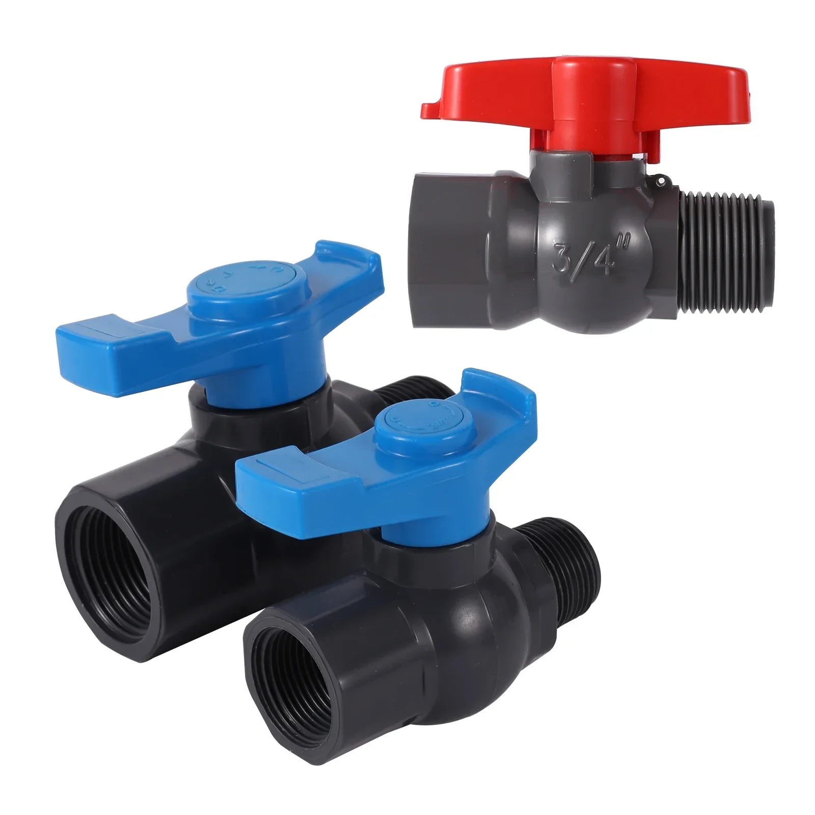 

1Pc 3/4" /1 inch PVC Ball Valve Water Faucet Fish Tank Tap Adapter Valve Garden Water Switch Garden Irrigation Water Controller