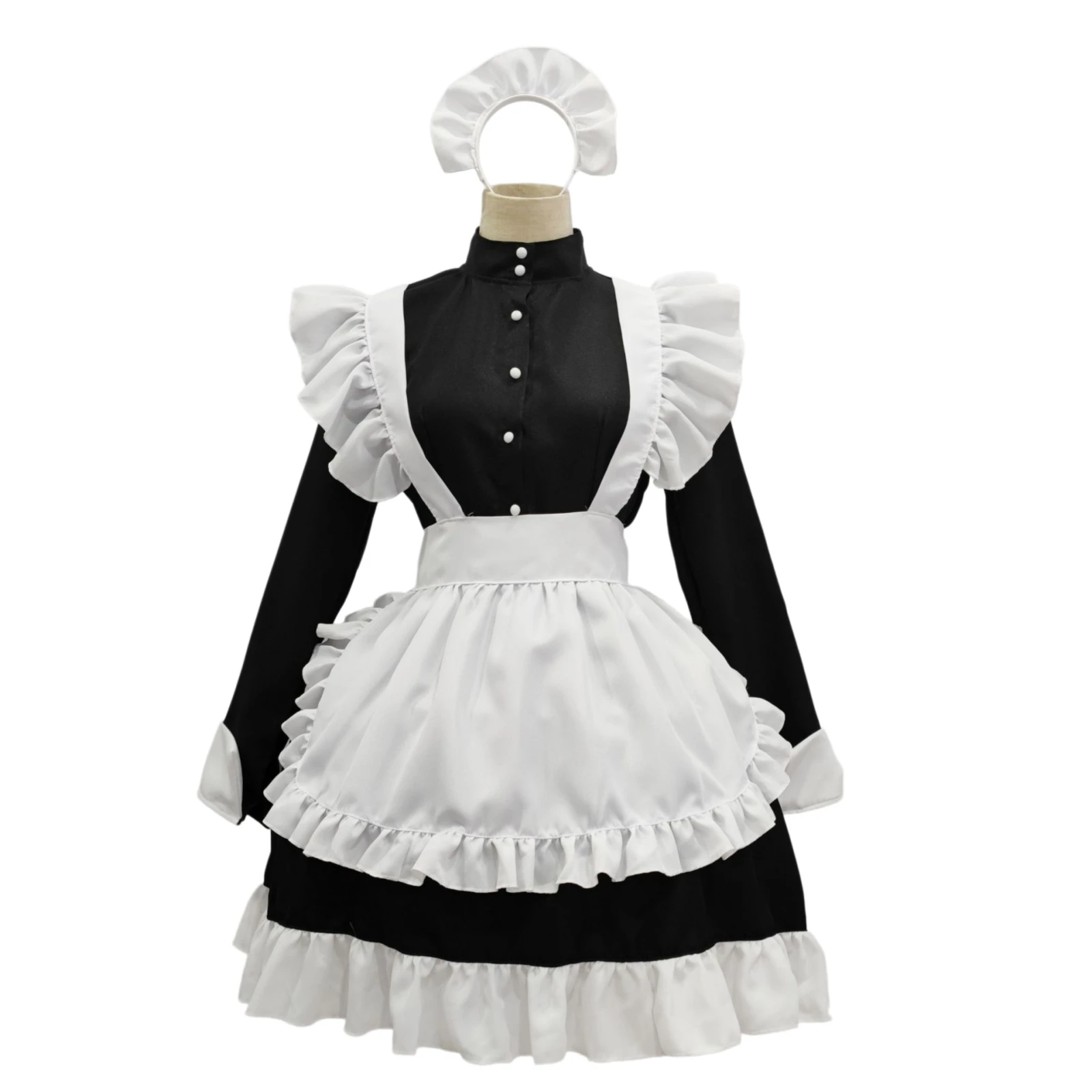 

Women Maid Outfit Long Dress Apron Dress Lolita Dresses Uniform Cos Men Cafe Costume Halloween Daily Cosplay Costumes