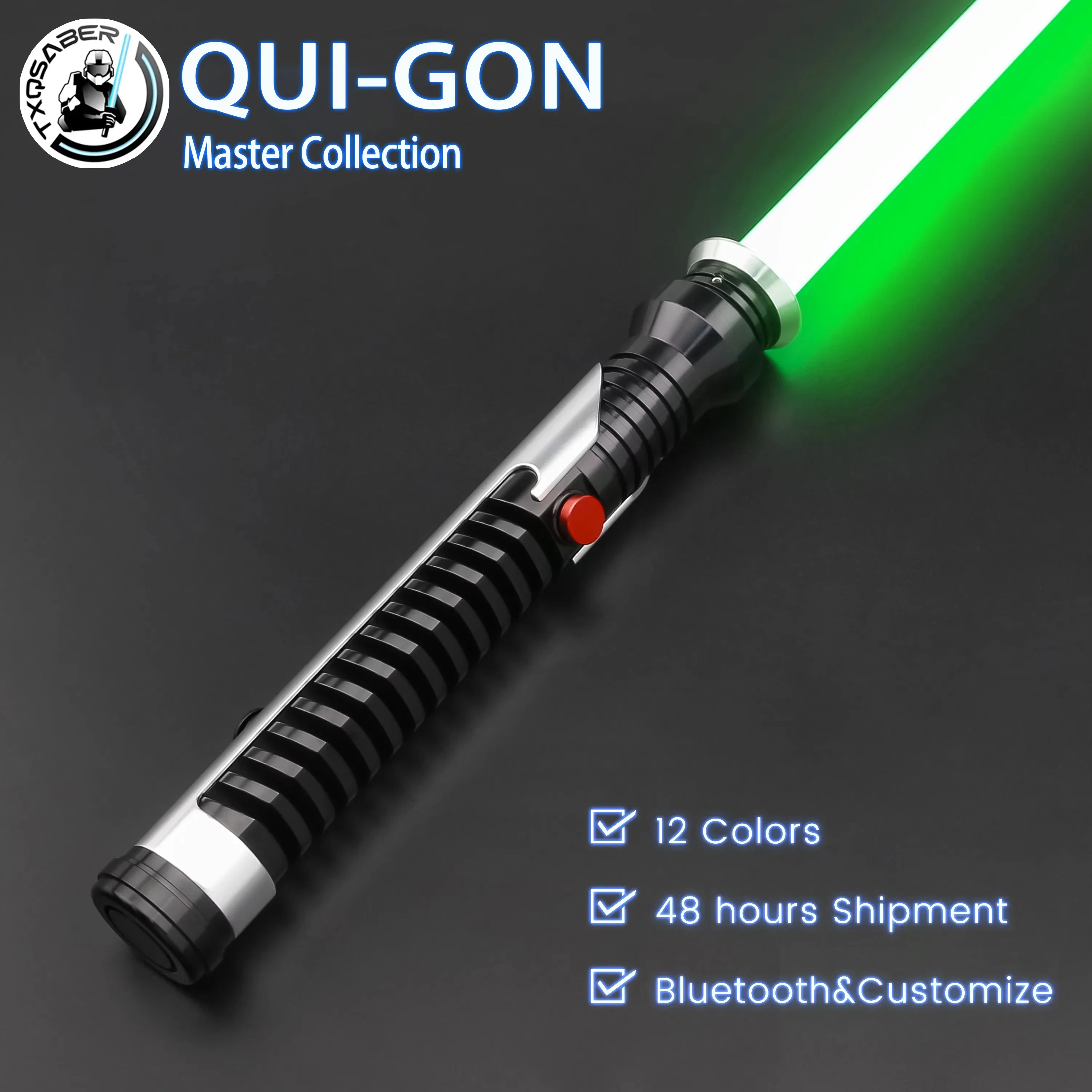 

TXQSABER Jedi Qui-Gon Jinn Replica Lightsaber Metal Hilt Heavy Dueling Proffie 2.2 Light Sword SNV4 Neo Pixel Laser Cosplay Gift