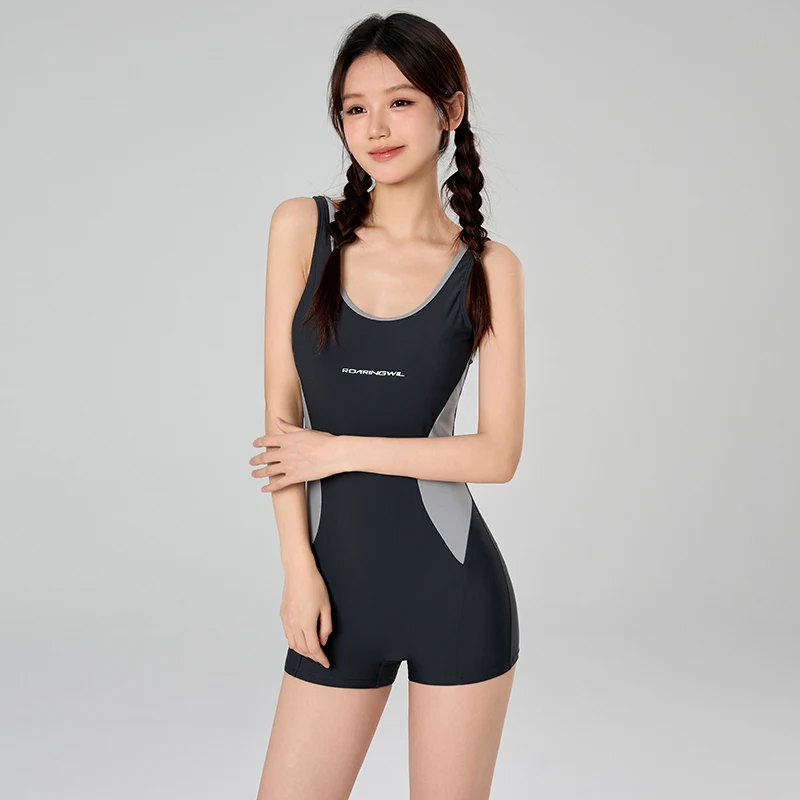 Costume da bagno intero per bambine, sportivo, senza maniche, ad asciugatura rapida, per bambini dai 6 ai 13 anni