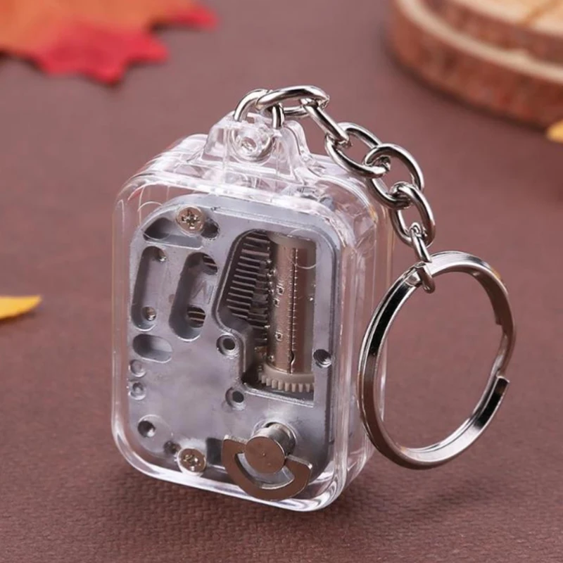 

1Pc Music Box Clockwork Keychain DIY Mechanical Metal Music Boxes Keyring Watch Pendant Decor key Chain Bag Charm Gift