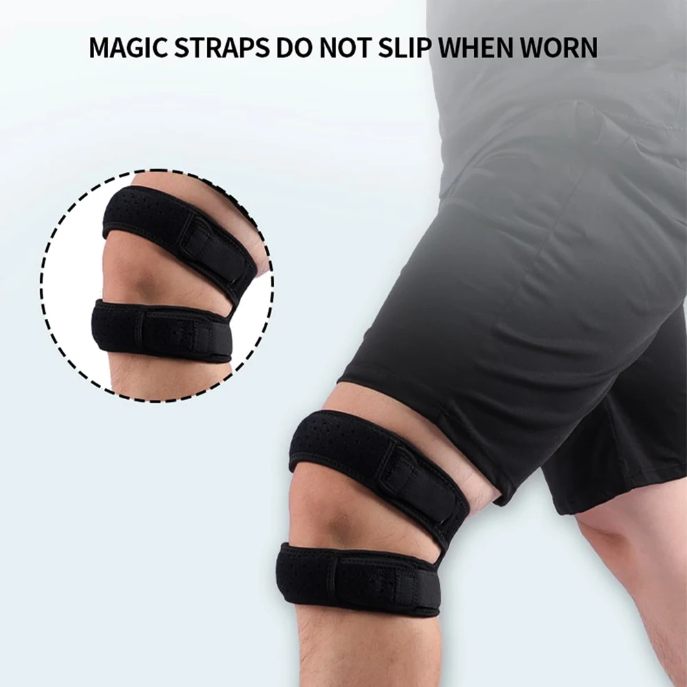 1pc Dual Patella Tendon Support Strap, Adjustable Stabilizer for Meniscus Tear, Arthritis, Tendonitis, MCL, ACL, Pain Relief