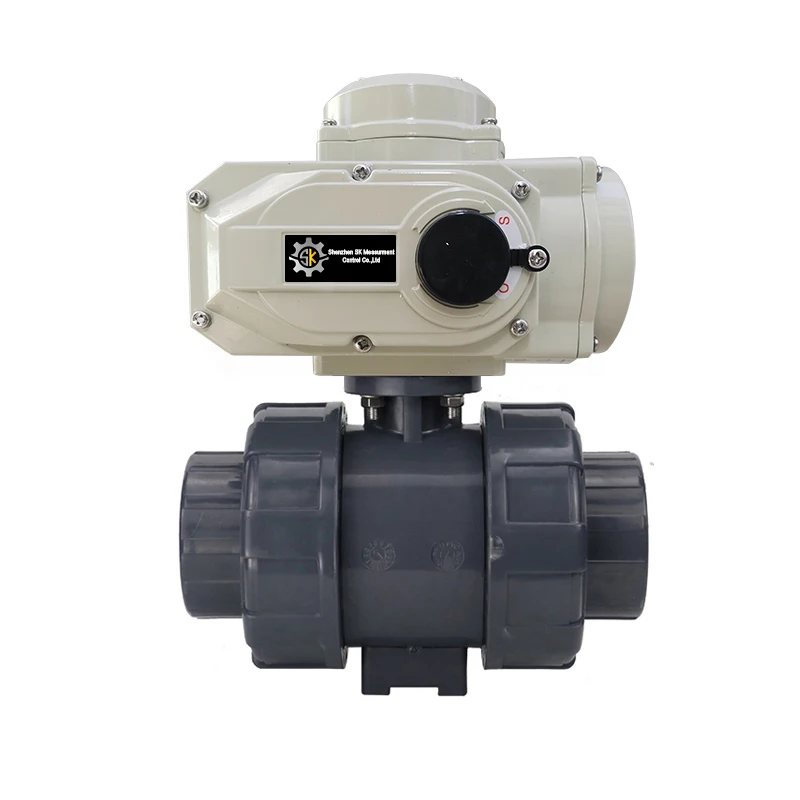 AC110V 4-20mA Intelligent Type Electric UPVC Ball Valve PVC Ball Valve Electric Actuator UPVC Double Union Thread Ball Valve