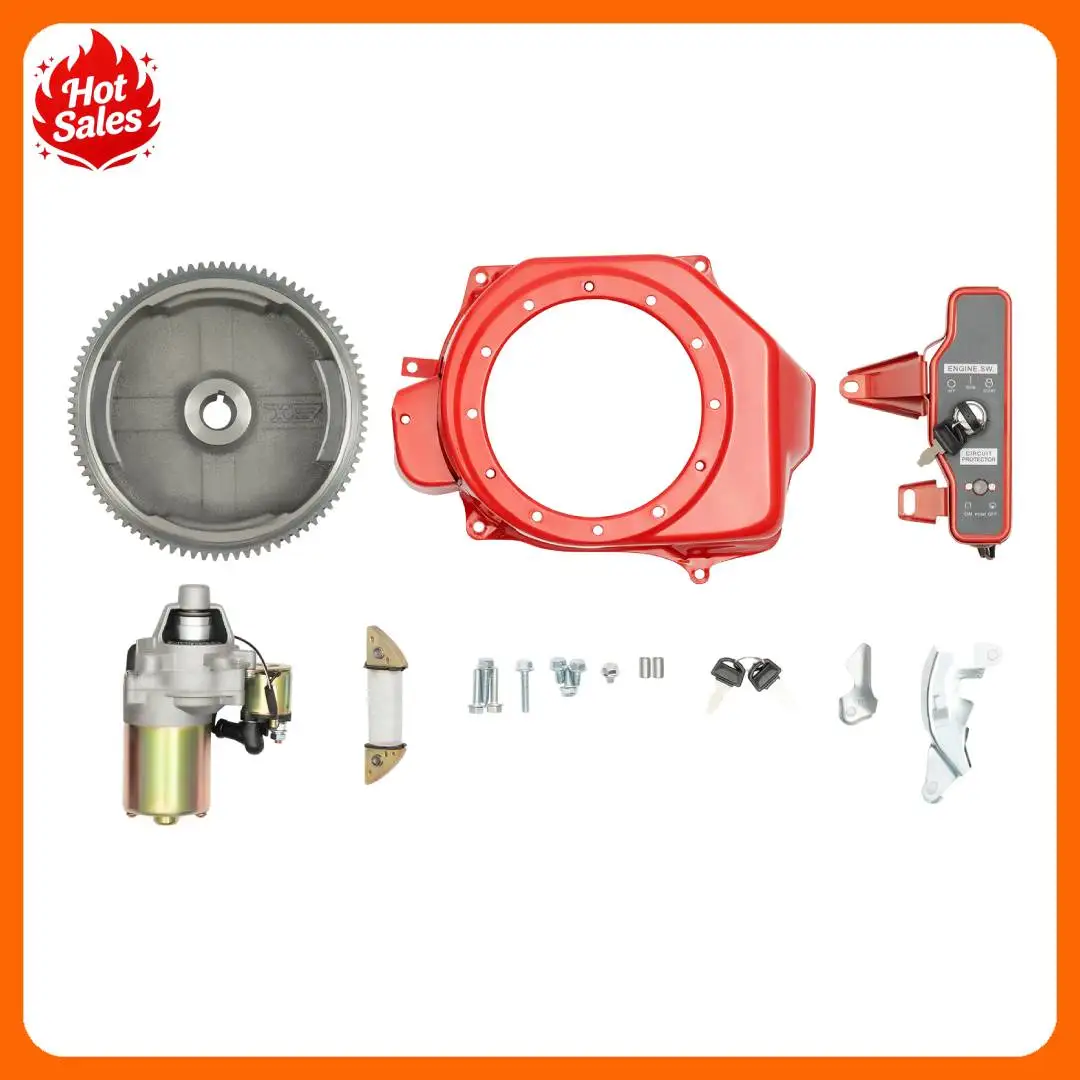 Kit de volant moteur Bymaocar GX160 GX200 pour moteur Honda GX160 5,5 CV GX200 6,5 CV, en alliage d'aluminium et fonte, procédé de moulage, d'estampage et de pulvérisation, résistant à la rouille et à l'usure, installation facile, accessoire de démarrage pour générateur
