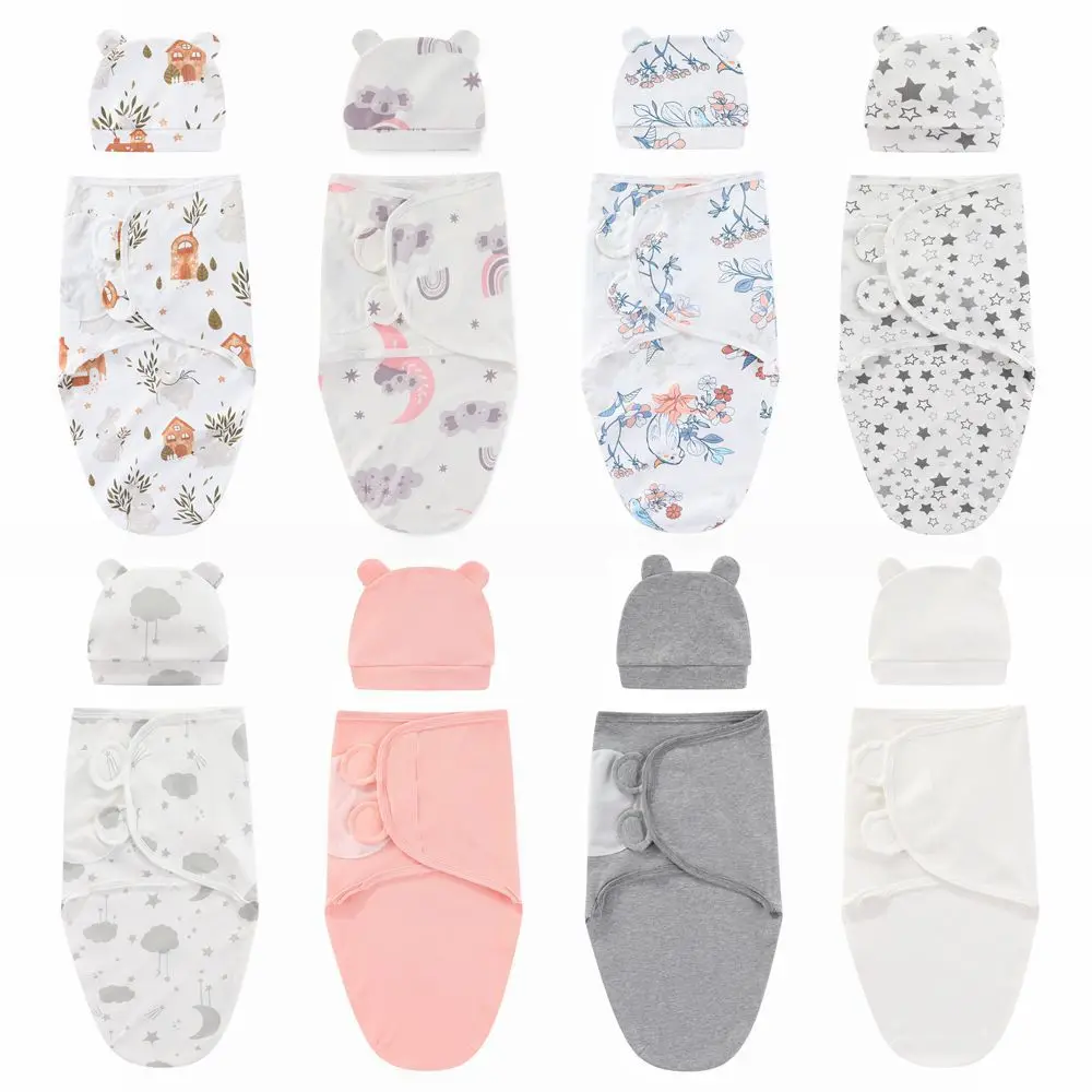zoetopkid-conjunto-de-cobertor-e-chapeu-para-bebe-algodao-puro-envoltorio-ajustavel-para-recem-nascidos-aplicavel-em-4-estacoes-0-3-meses-cobertores