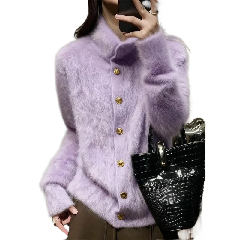 

Korean-style Mink-proof Laid-back Cardigan for Women 2026 Autumn Winter New Fashionable Single-breasted Loose Knitted Top Jacket