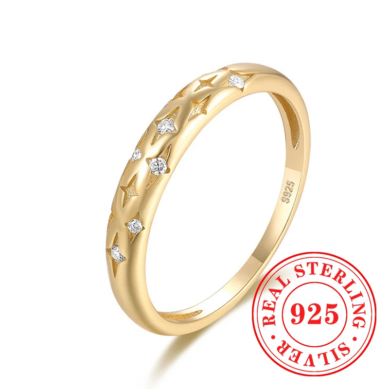 

Простые кольца Huitan из стерлингового серебра 925 пробы с блестящей звездой, белые CZ для женщин, модные подвески, повседневные аксессуары, шикарные ювелирные изделия для вечеринок