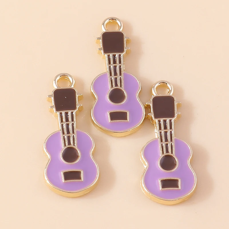 Leslie 10 Stück 5 Farben Musikinstrument Gitarre Charms für DIY Violine Anhänger Armband Halskette Schmuckherstellung Zubehör – Detail 3