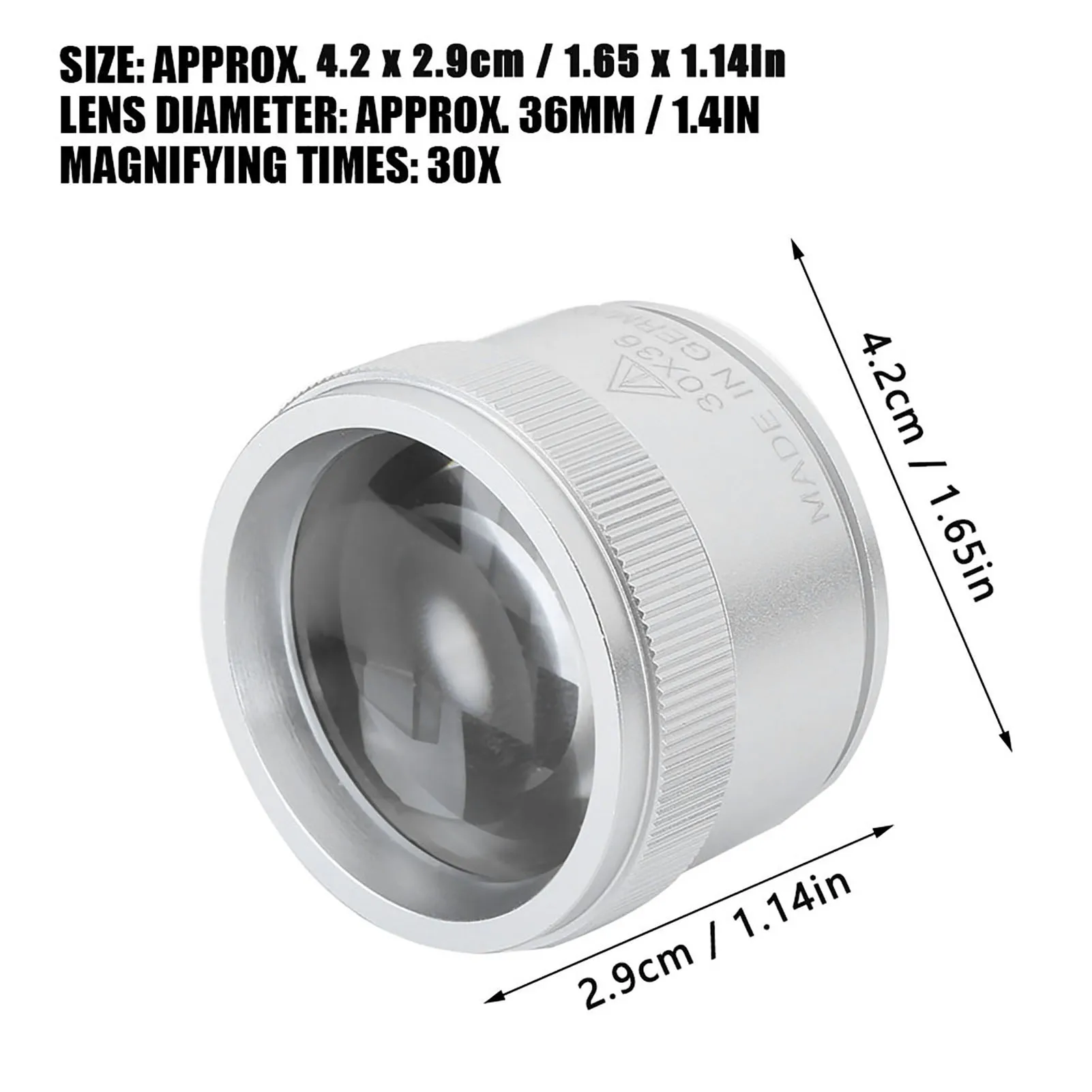 عدسة مكبرة 30X عدسة مكبرة محمولة لتحديد المجوهرات عدسة مكبرة 30X عدسة مكبرة محمولة