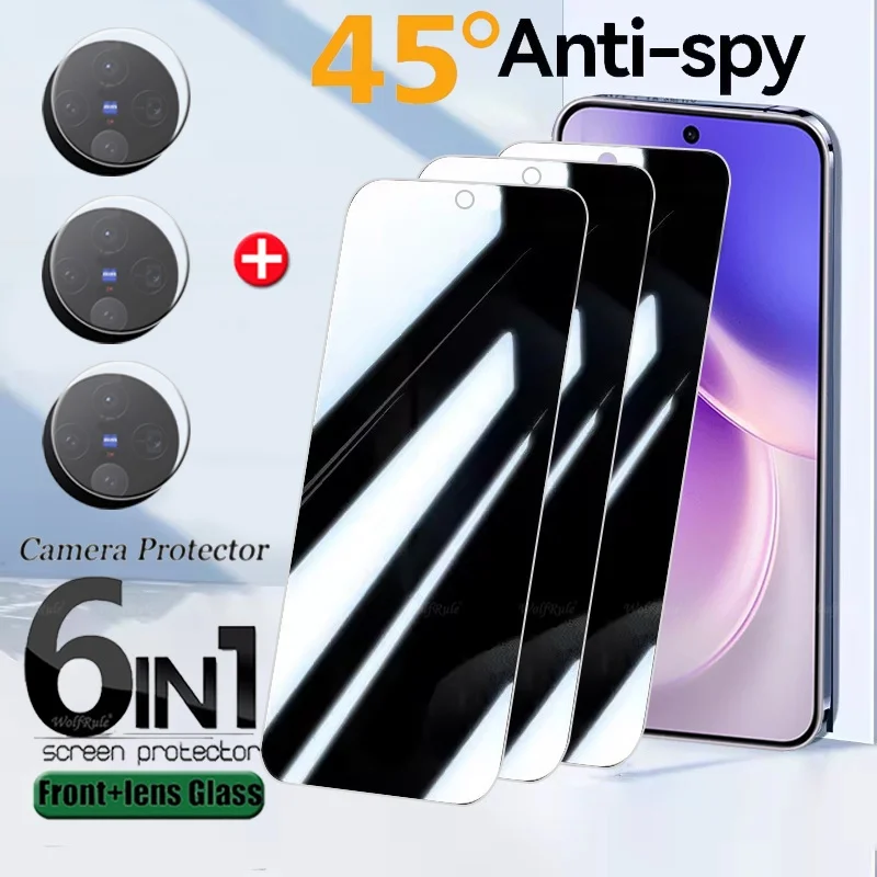 

6in1 For Vivo X300 Glass Vivo X300 Pro Tempered Glass Privacy 9H Anti-Spy Cover Glue Screen Protector Vivo Vivo X300 Lens Glass