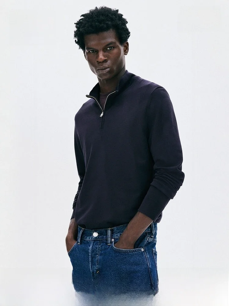 

Мужская трикотажная кофта H&M на молнии, повседневная, с длинным рукавом, из смесового полиэстера и вискозы, комфортная, свободного кроя