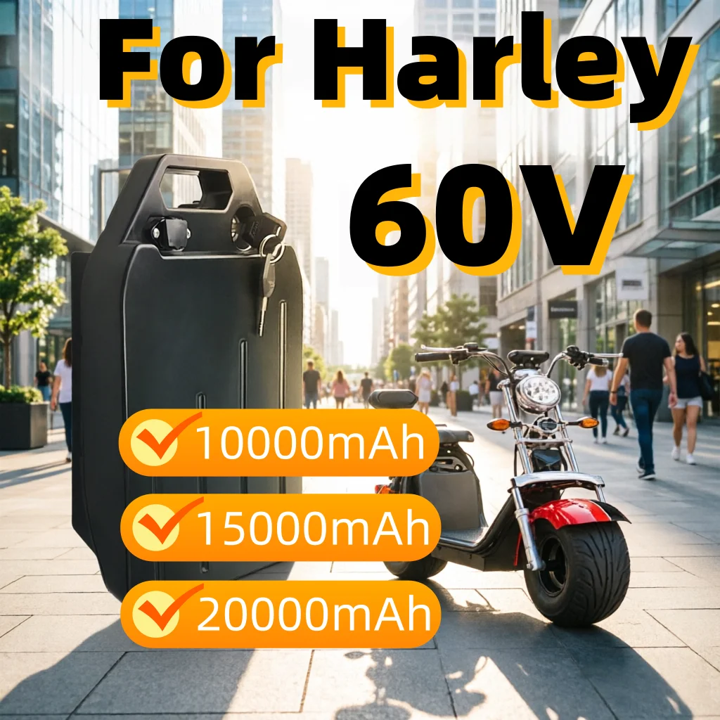 

Waterproof 60V Lithium Battery 10/15/20Ah for Harley Citycoco 2000W Electric Scooter Motorcycle Replacement Battery