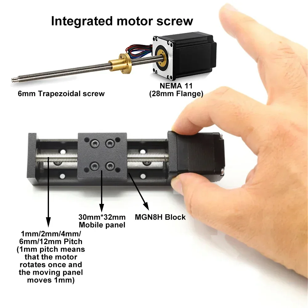 XY/XYZ Axis Sliding Table Nema17 Trapezoidal Lead Screw Automatic Locking Linear Rail Motor Kit Gantry Linear Rail Guide Stage