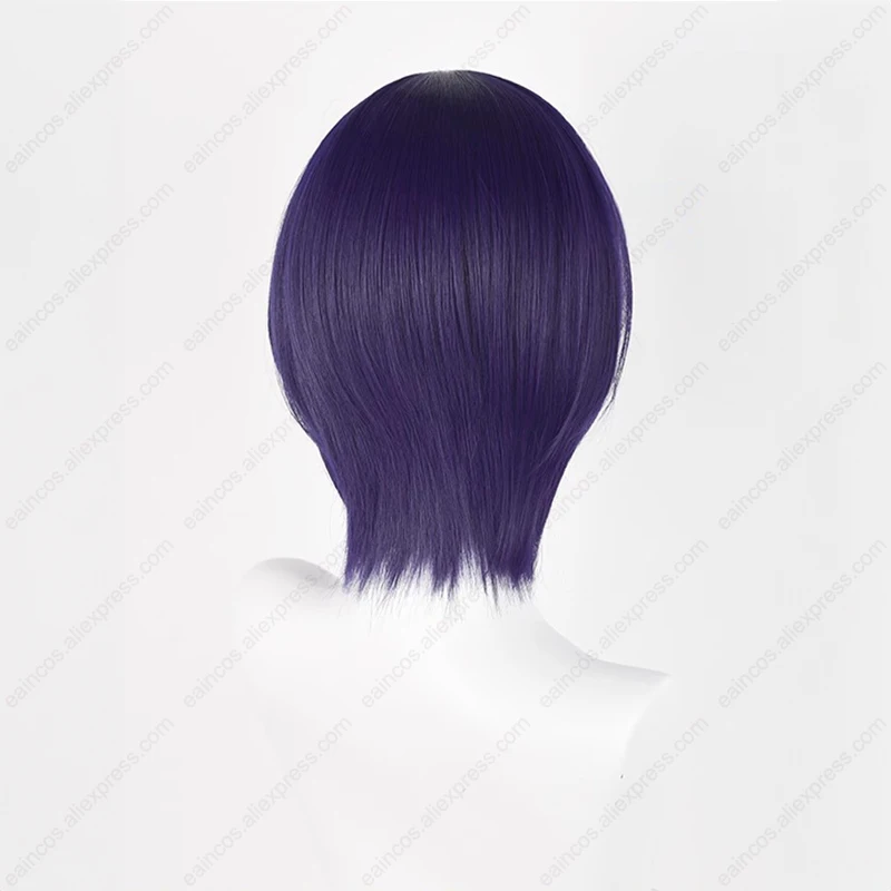 Peruka Touka Kirishima peruka do Cosplay Toka Kirishima 30cm ciemny fiolet krótkie włosy odporne na ciepło peruki syntetyczne