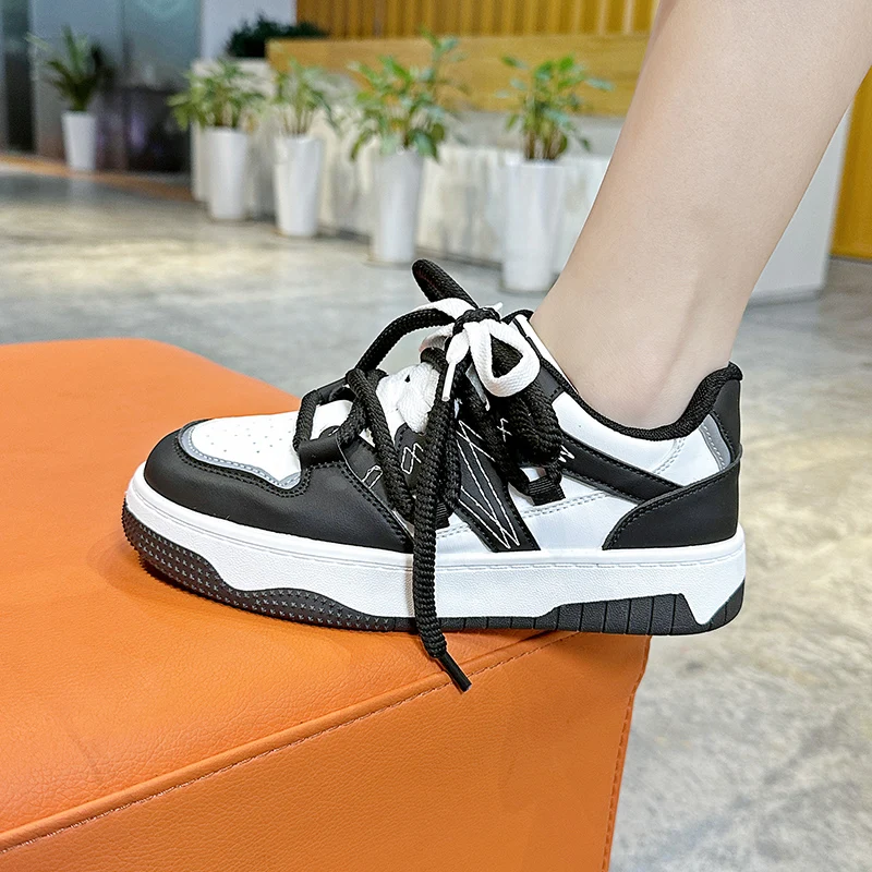 Board Shoes Women's Sneakers Muffin Thick Bottom Khaki Black White Color Women's Shoes Casual Sports Shoes