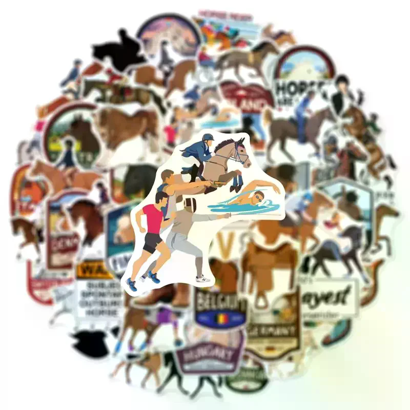 50PCS Cartoon Nette Galoppierende Pferd Pony Graffiti Aufkleber Wasserdicht Aufkleber Für Kühlschrank Gitarre Laptop Motorrad Skateboard Spielzeug
