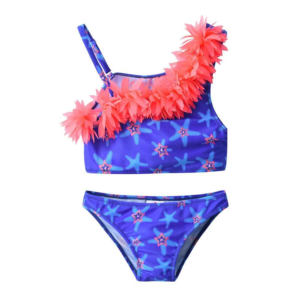 VIKITA المراهقين الفتيات قريبة مطاطا نجم البحر ملابس السباحة الفتيات انقسام قطعتين ملابس الأطفال موضة بيكيني مجموعات