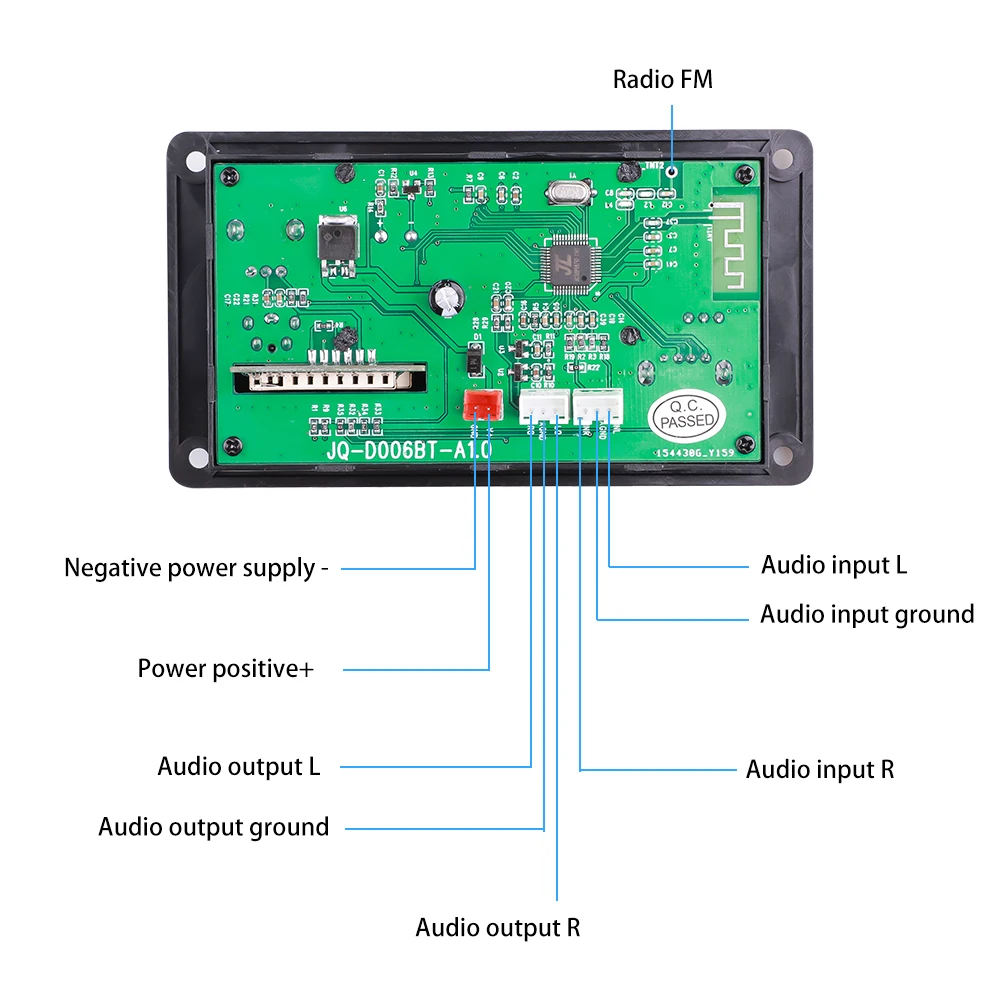 핸즈프리 블루투스 5.0 MP3 디코더 보드, DC 12V DIY MP3 플레이어, 오디오 USB TF FM AUX, 음악 서브우퍼 스피커, 볼륨 조절