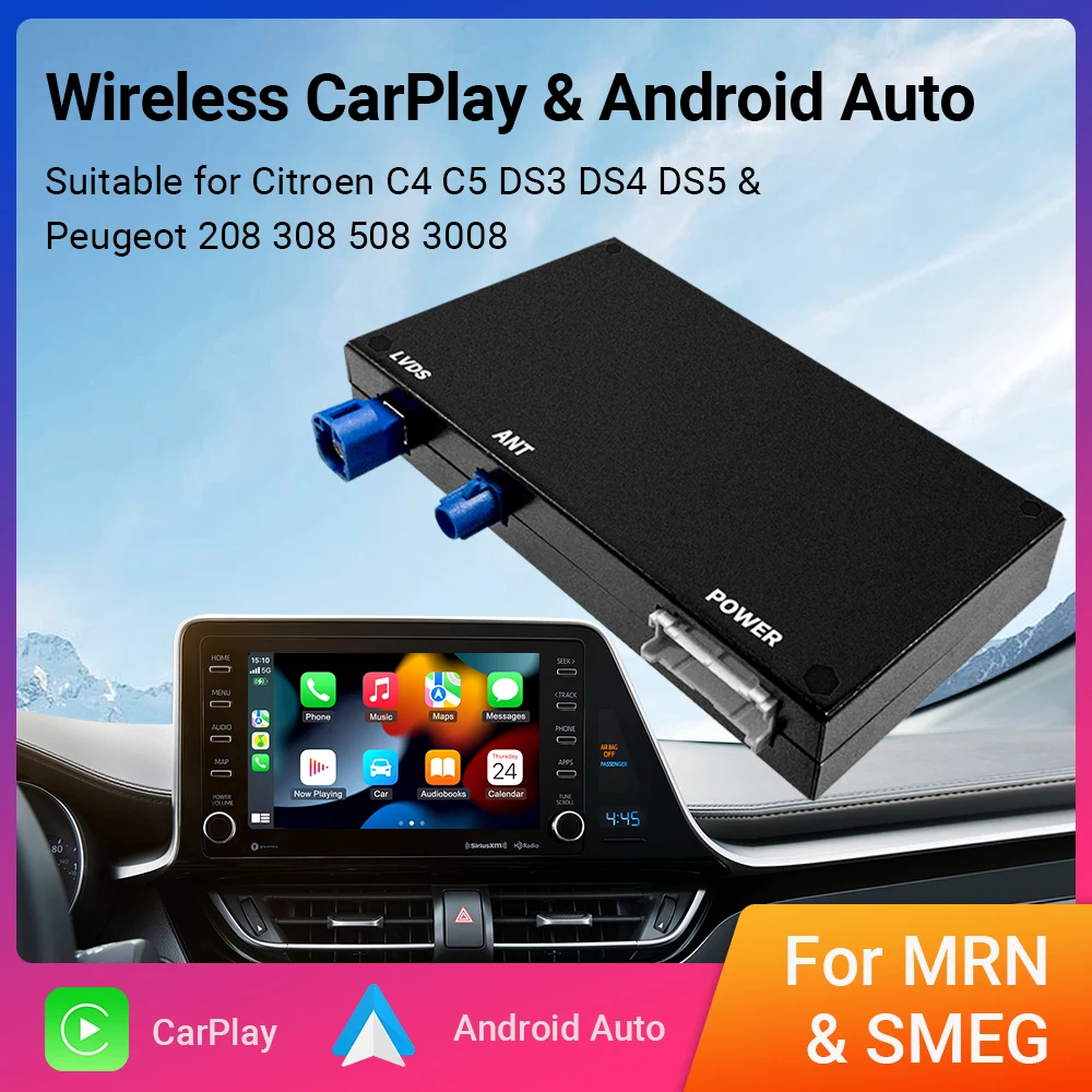 XUDA inalámbrico Apple Carplay Android Auto se adapta a Peugeot y Citroren SMEG y MRN NAC 208 308 508 3008 y C4 DS3 DS4 DS5 cámara de marcha atrás