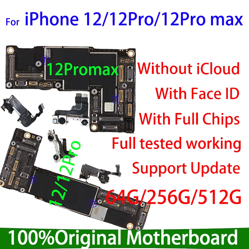 Go! Original For iPhone 12 Pro Max Motherboard With Face ID For iphone 12 board For iPhone12 Pro Mainboard Logic board Clean