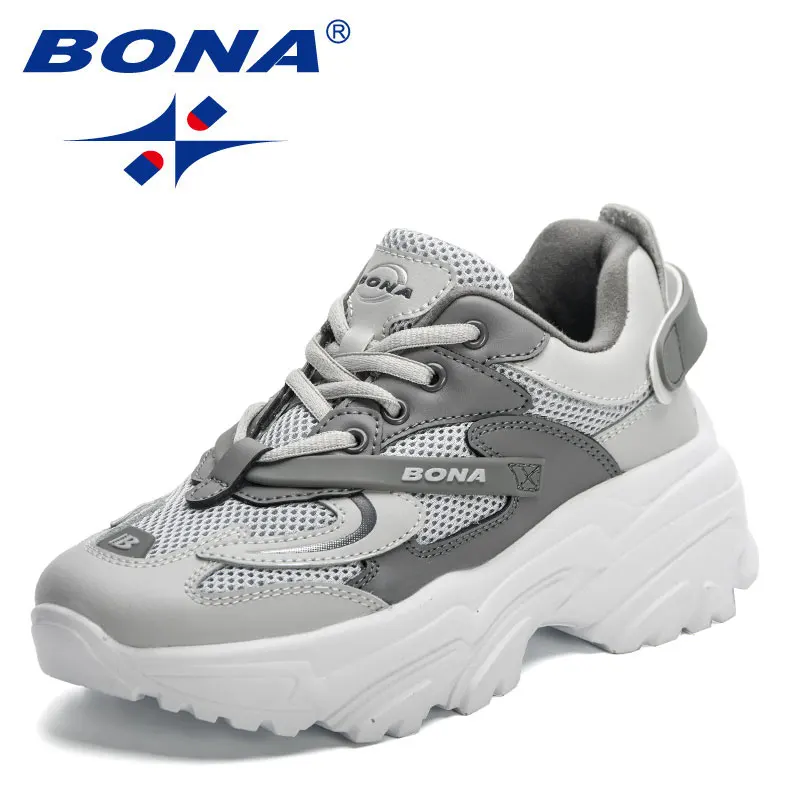 BONA 2023 New Designers  Breathable Walking Shoes Women Lace Up Platform Sneakers Ladies Leisure Feminino Casual Shoes