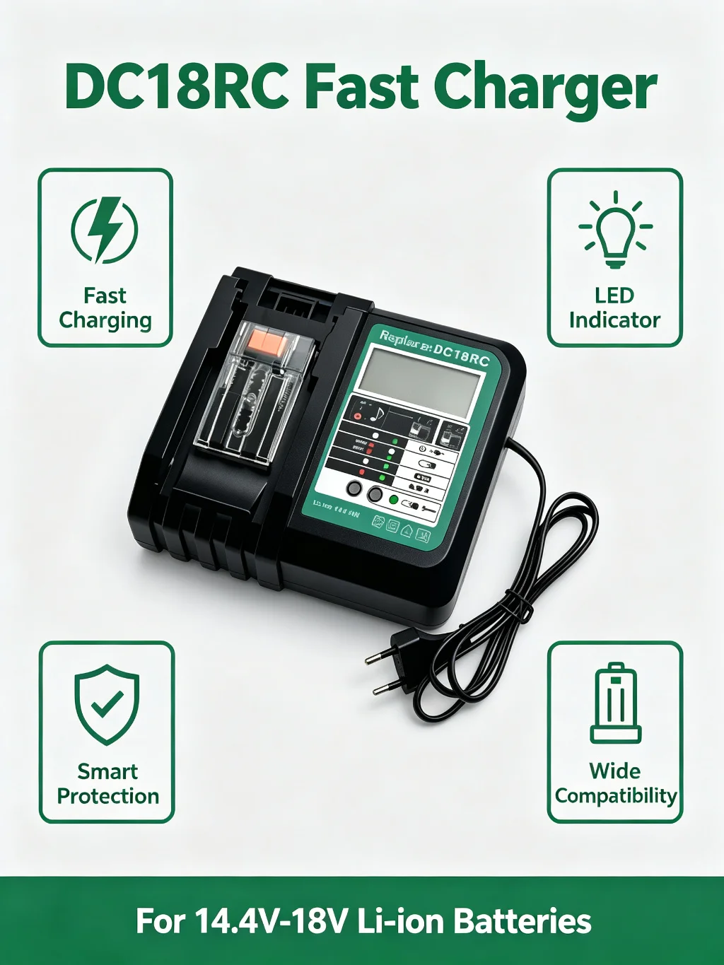 Kompatibel mit Makita 18V 8,0Ah BL1860B Elektrowerkzeug-Akku DC18RC Ladegerät Kabellos Li-Ion 14-18V BL1860 BL1850 BL1840 BL1830 8000mAh Lithium-Ionen Neue Version Ersatzzubehör – Detail 4