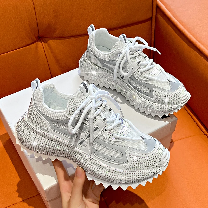 High Appearance Level Full of Star Rhinestones Foreign Style Comfortable Non-slip Breathable Sports Wear-resistant Women's Shoes