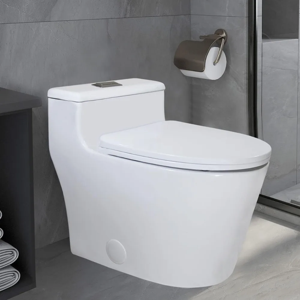 Elongated One Piece Toilet Dual Flush Low Profile Standard 12