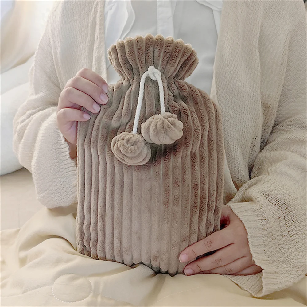 1000/2000ml Removable Hot Water Bottle Bag Plush Cover Heat Preservation Covers Soft Warm Portable Pain Relief Winter Protective