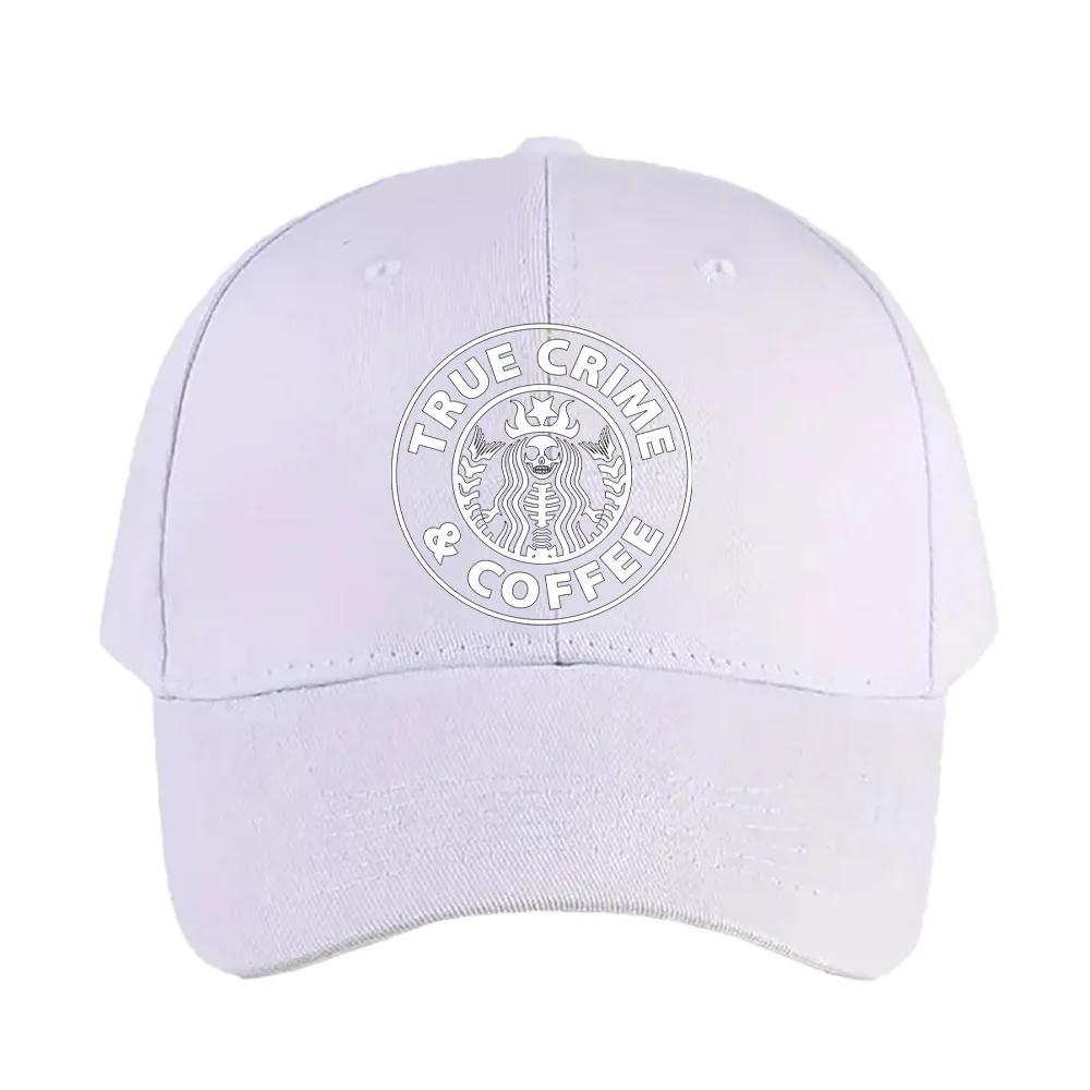 TRUE CRIME AND COFFEE JUNKIE Caps Summer Adult Baseball Cap Adjustable with Curved Brim Duckbill Hat Protection Sun Hats