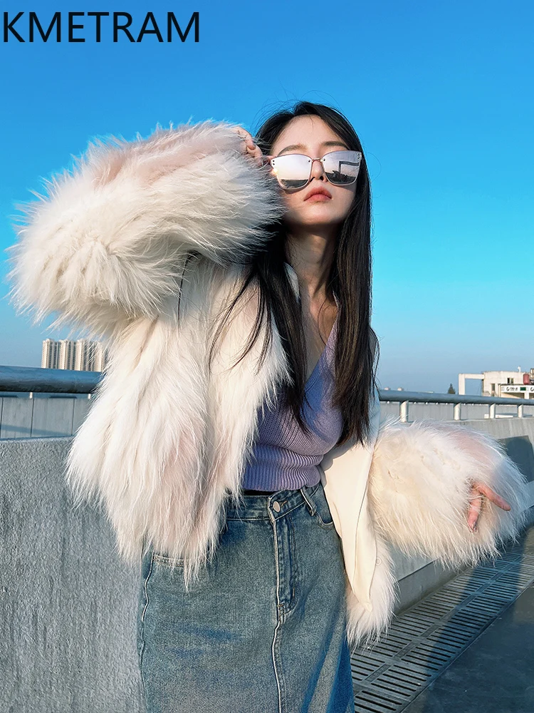 Damski płaszcz z naturalnego futra szopowego, luksusowy krótki płaszcz z prawdziwego futra na zimę 2025, odzież damska w stylu \"old money\", okrycia wierzchnie, abrigos